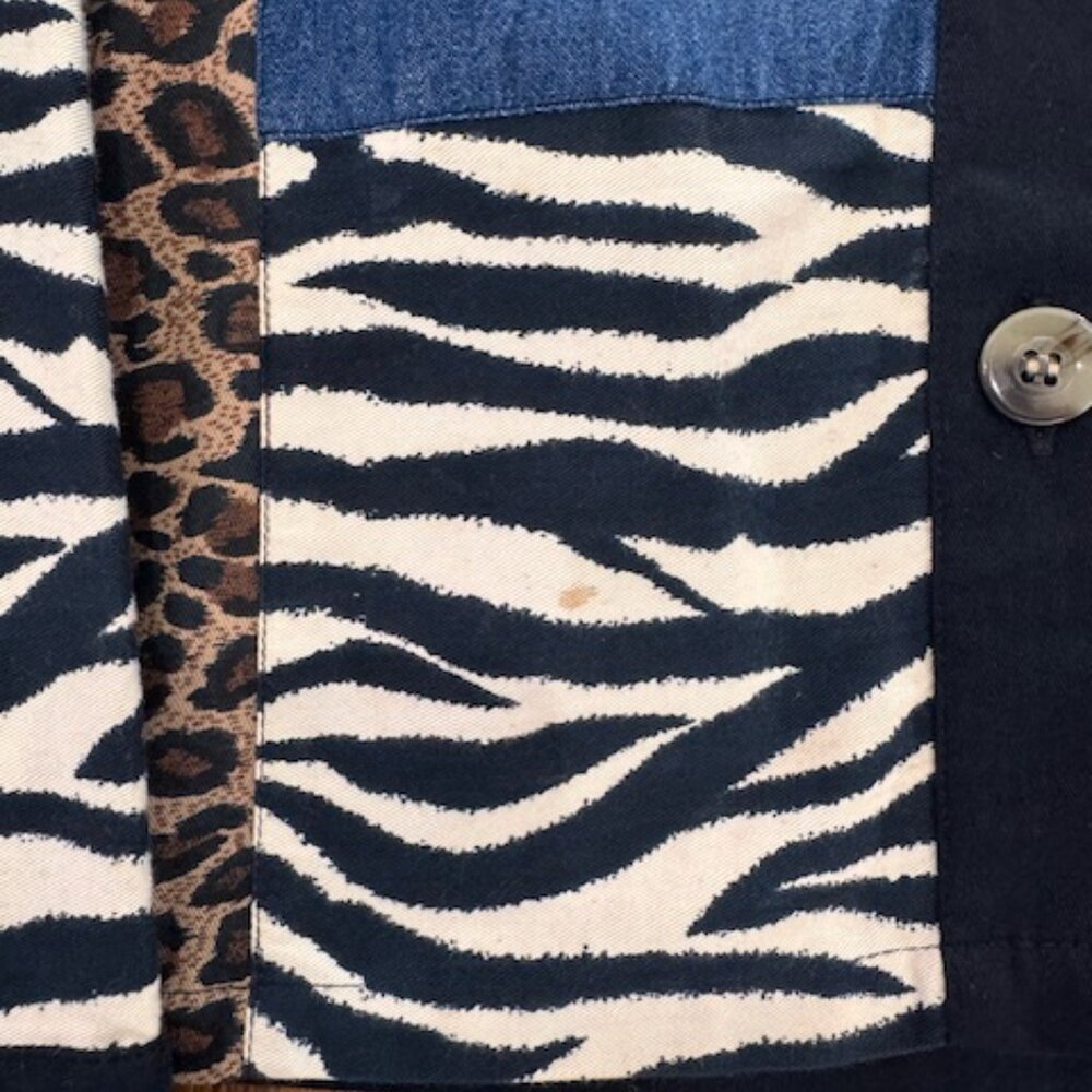 Animal Print Patchwork Shacket | Zebra & Leopard Print | Denim Look | Size 1X/2X - Picture 9 of 9